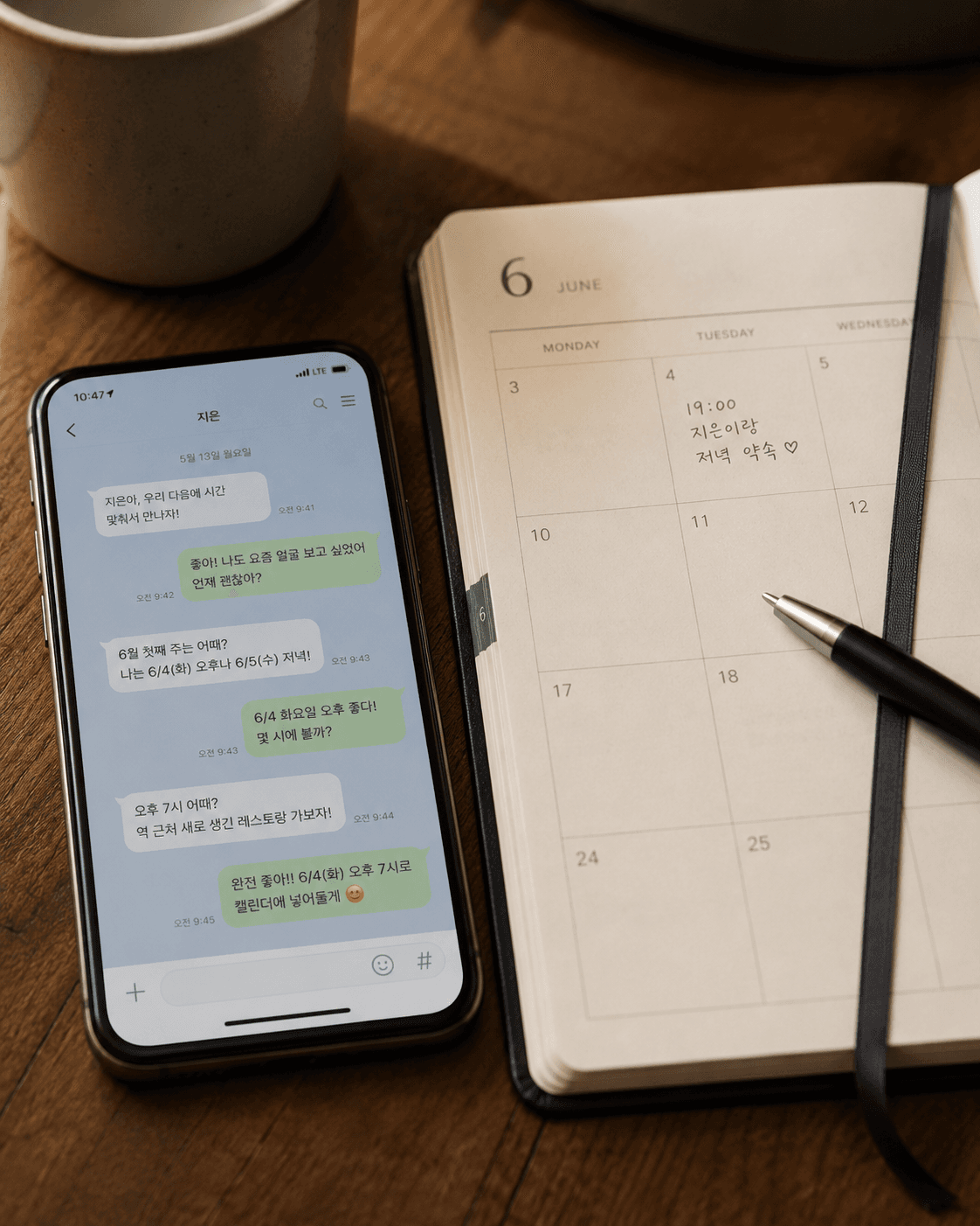 약속은 3주 뒤로 잡았습니다